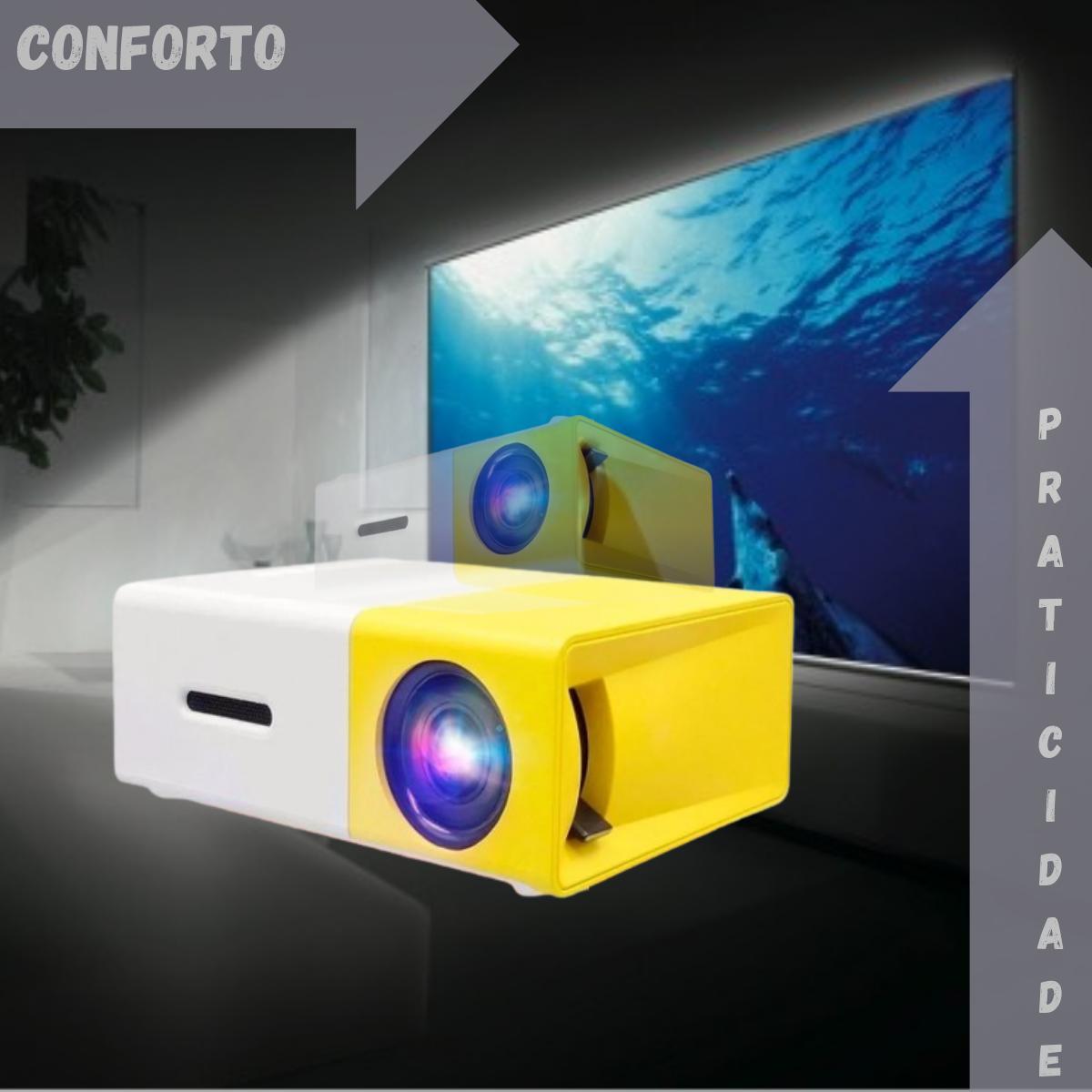 Miniatura Mini Projetor Led 1080P 600 Lúmens Portátil Yg-300 Lcd