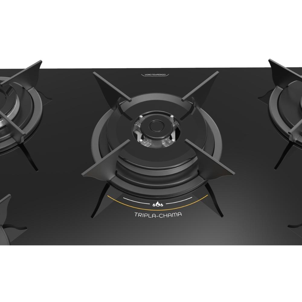 Miniatura Cooktop 5 Bocas a Gás Tripla Chama Realce Bivolt CR226 Preto - 127/220