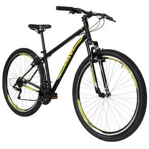 Miniatura Bicicleta Aro 29 Caloi Velox com 21 Marchas, Quadro 17" e Freio V-Break - Preto Fosco/Amarelo