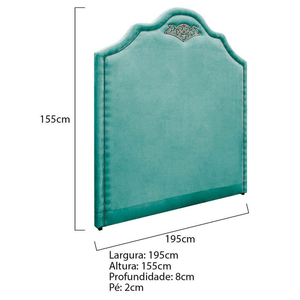 Miniatura Kit Cabeceira E Calçadeira King P02 195cm Azul Tiffany