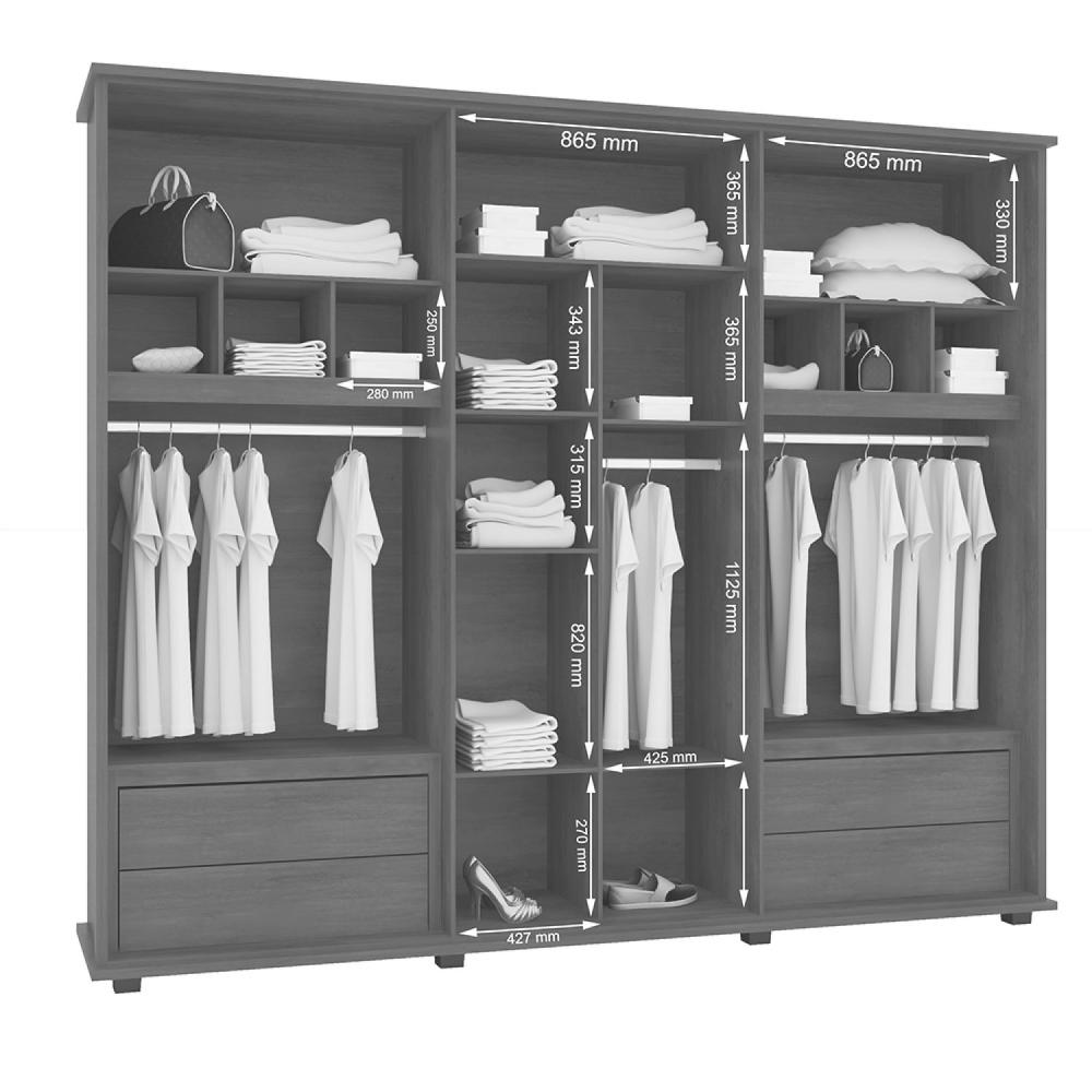 Miniatura Guarda Roupa Casal 6 Portas e 4 Gavetas Canada RV Móveis Branco