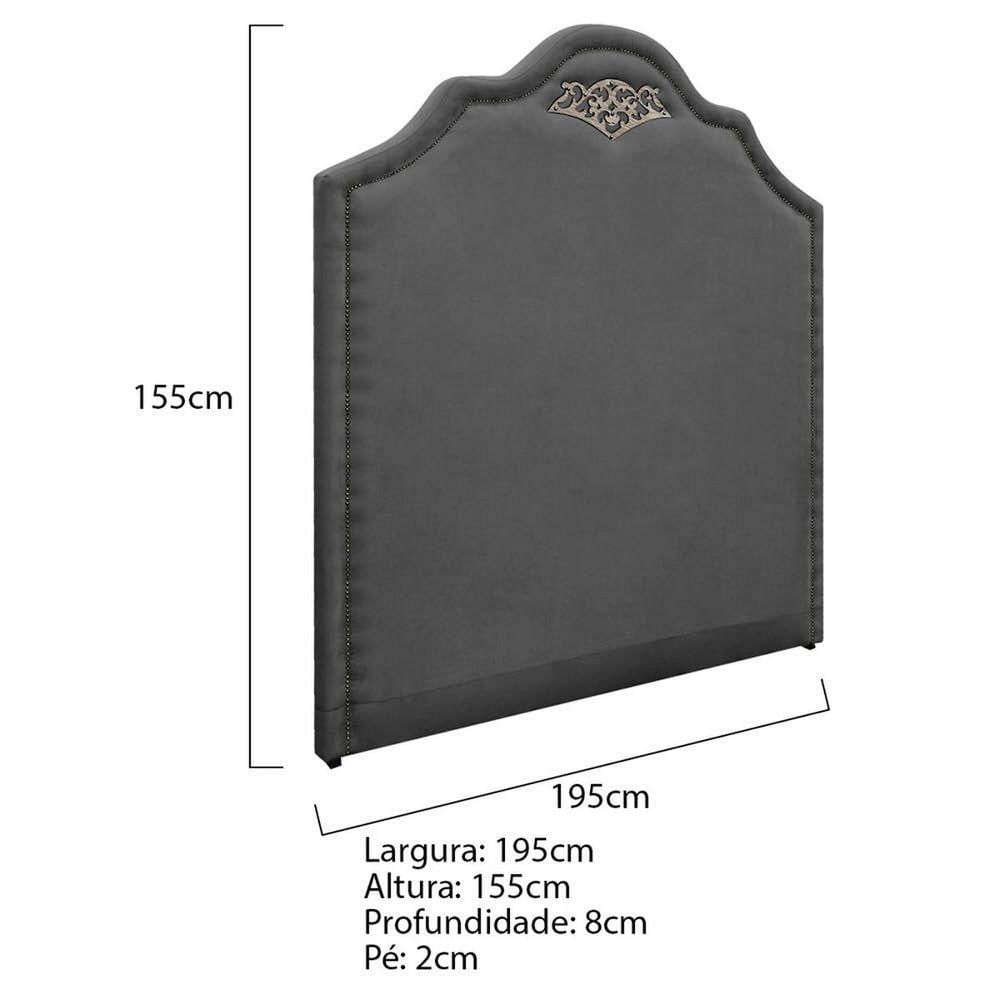 Kit Cabeceira E Calçadeira King P02 195cm Cinza Escuro