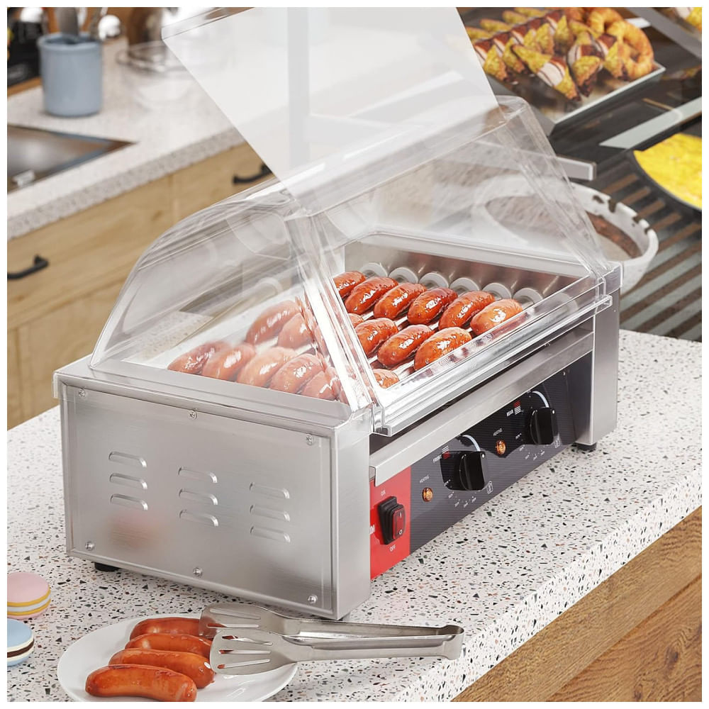 Forno Elétrico de Pizza de Bancada de 8kg com Máquina de 7 Rolos de Hot Dog e Duplo Deck Comercial,Crosson.