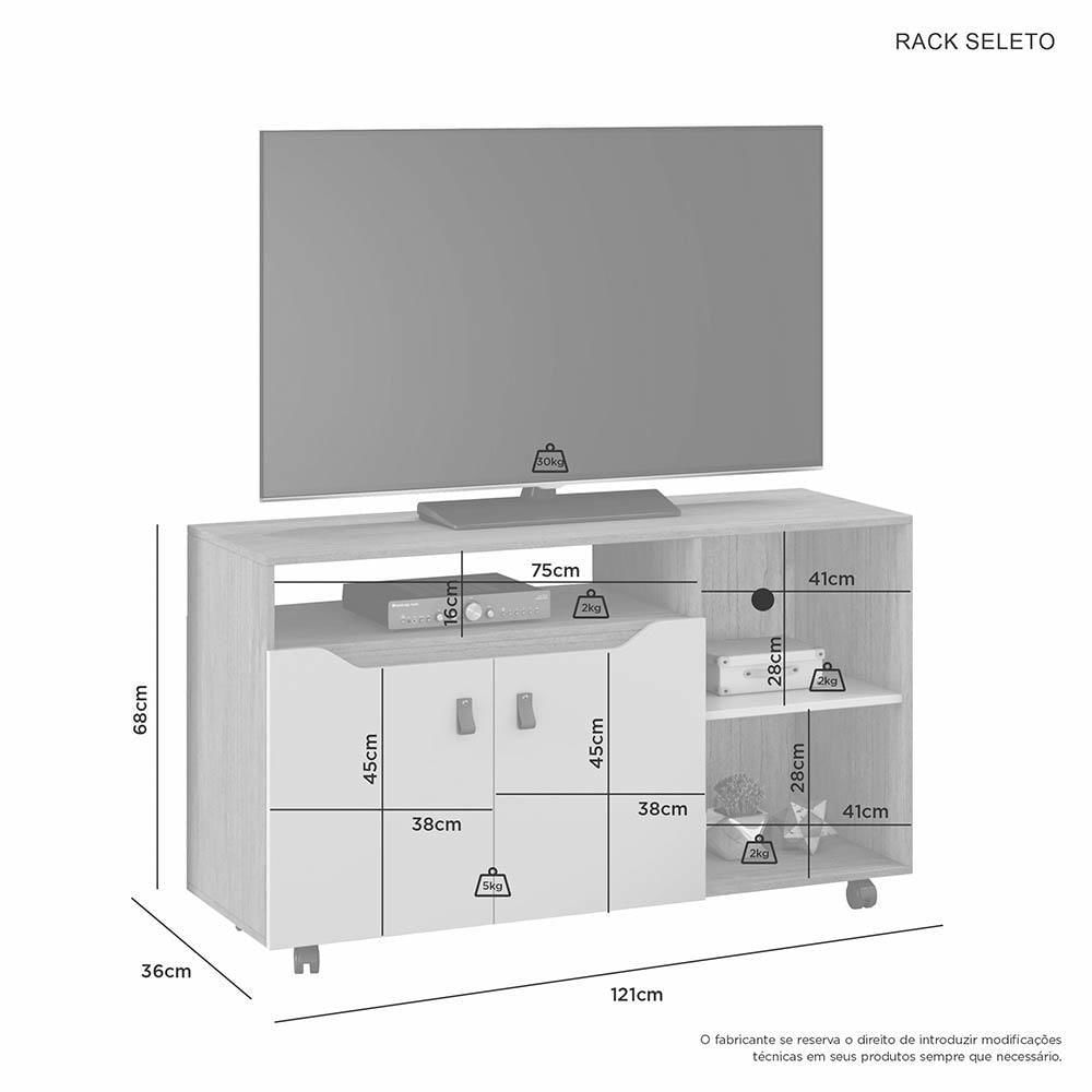 Miniatura Rack Seleto Para Tv Até 49 Polegadas Jcm Movelaria Café Off White