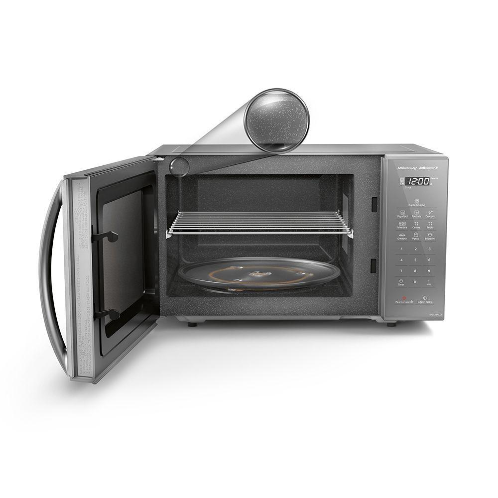 Miniatura Micro-ondas Panasonic Dupla Refeição 27L Prata - ST55LMRU 110V