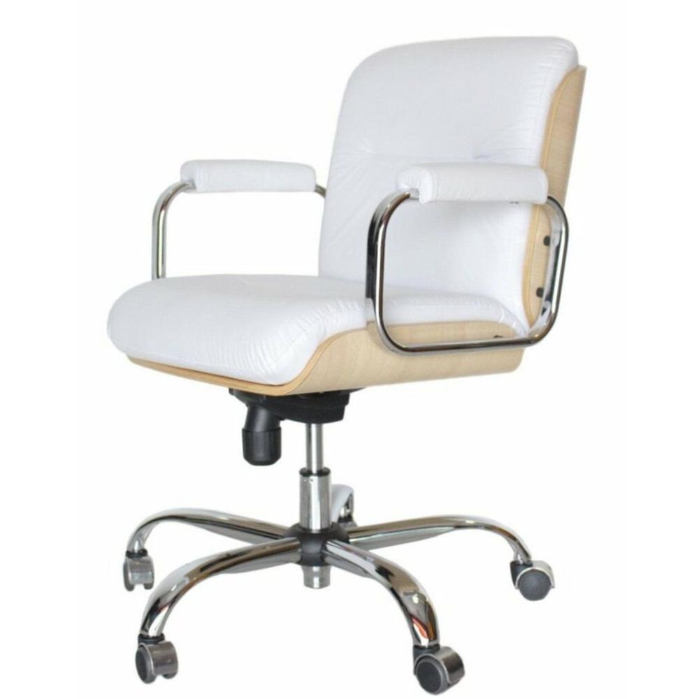 Miniatura Cadeira Eames Original para Escritório com Rodinhas Anti Risco da Linha Capa em Madeira Branco/Bege