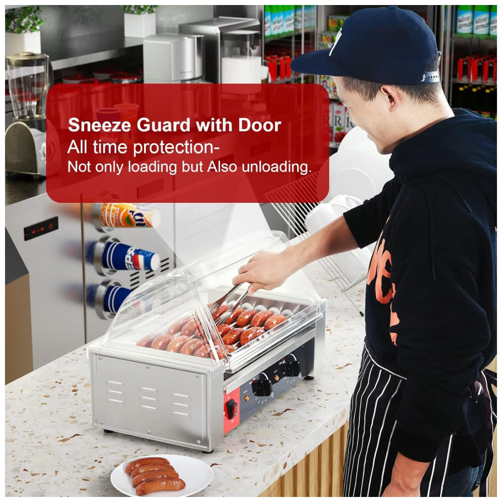 Miniatura Forno Elétrico de Pizza de Bancada de 8kg com Máquina de 7 Rolos de Hot Dog e Duplo Deck Comercial,Crosson.