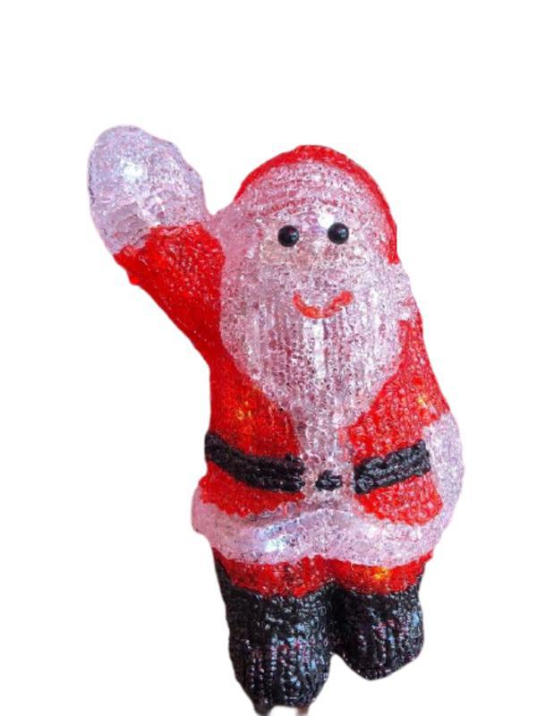 Miniatura Papai Noel De Acrílico 18 Led Branco Bivolt 22Cm - Decoração