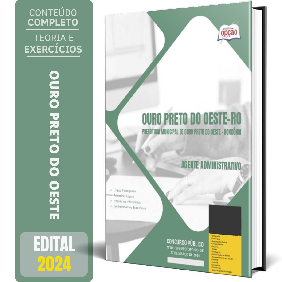 Miniatura Apostila Prefeitura Ouro Preto Do Oeste Ro 2024 Agente