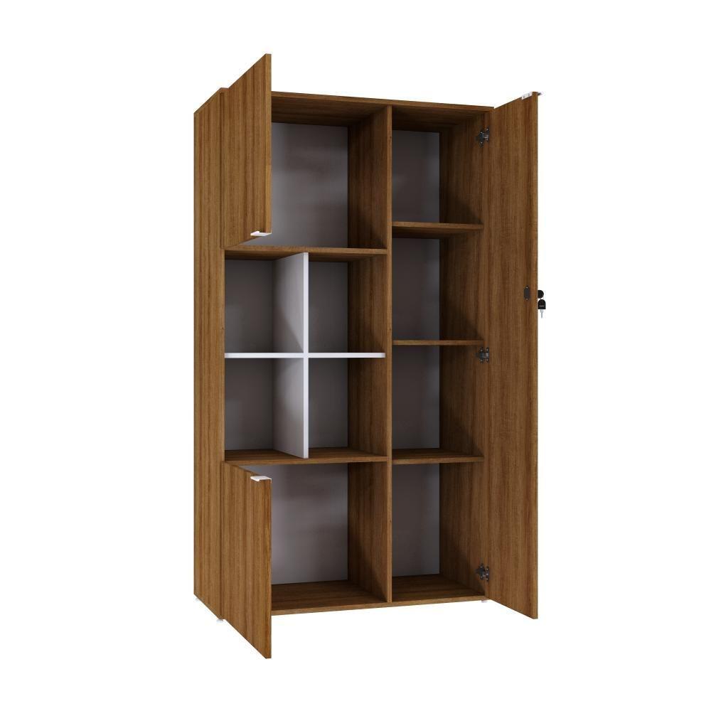 Miniatura Armário Alto Com nicho E 03 Portas 161,5x90x42cm Wlan90 Lâmina Mel - Branco