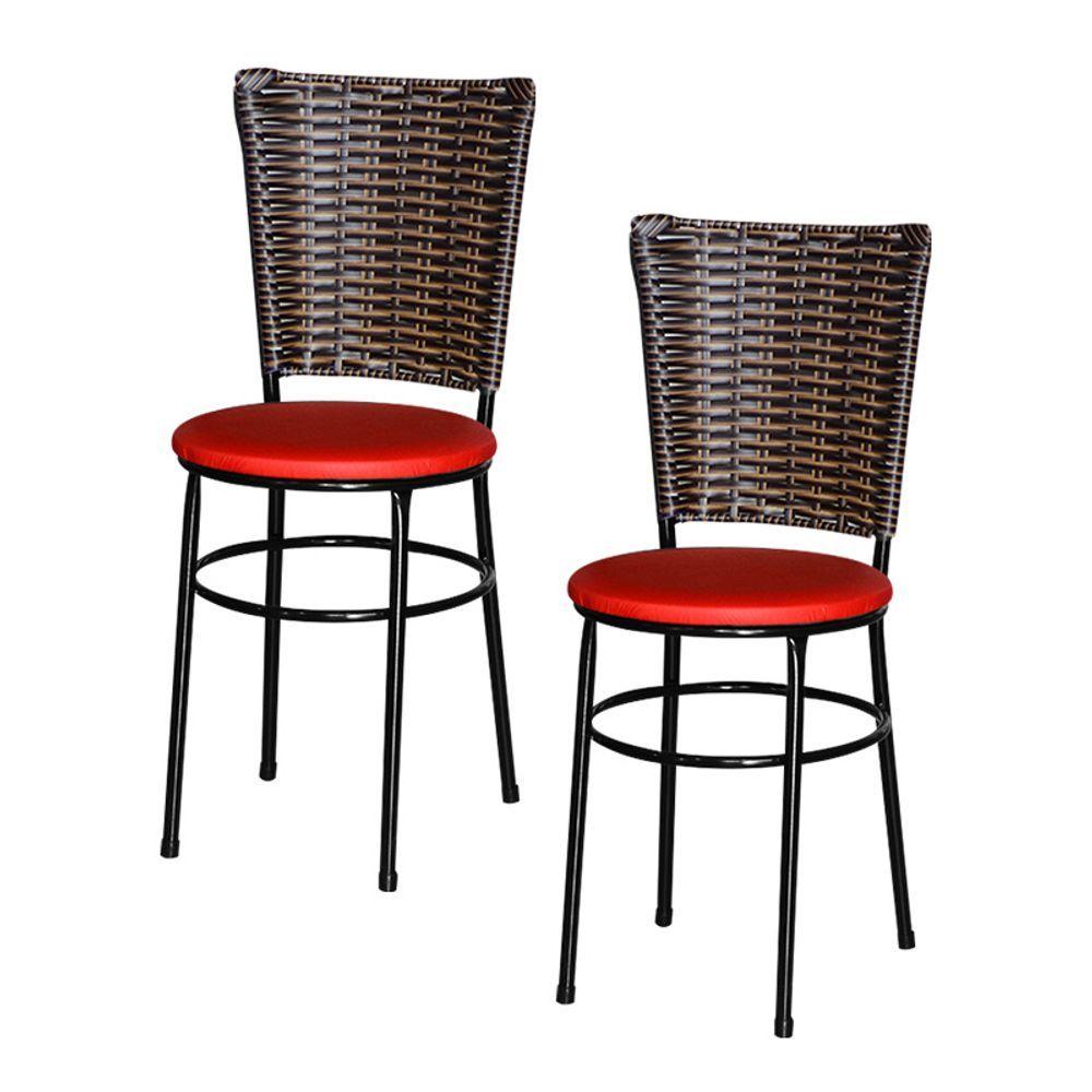 Miniatura 2 Cadeiras Para Mesa Preta Hawai Avelã Cor:vermelho