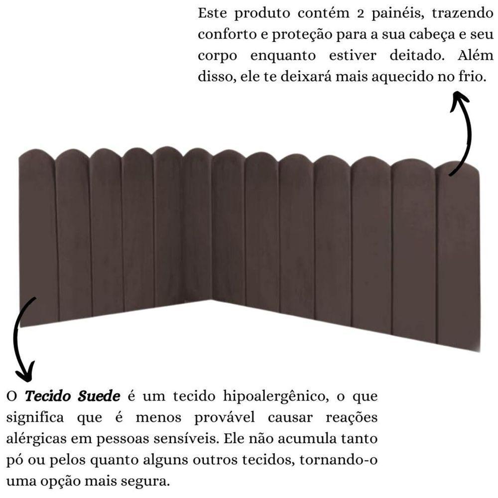 Cabeceira Painel Cama Queen Box Nuvem Suede Sandy 160 Cm Cor:marrom