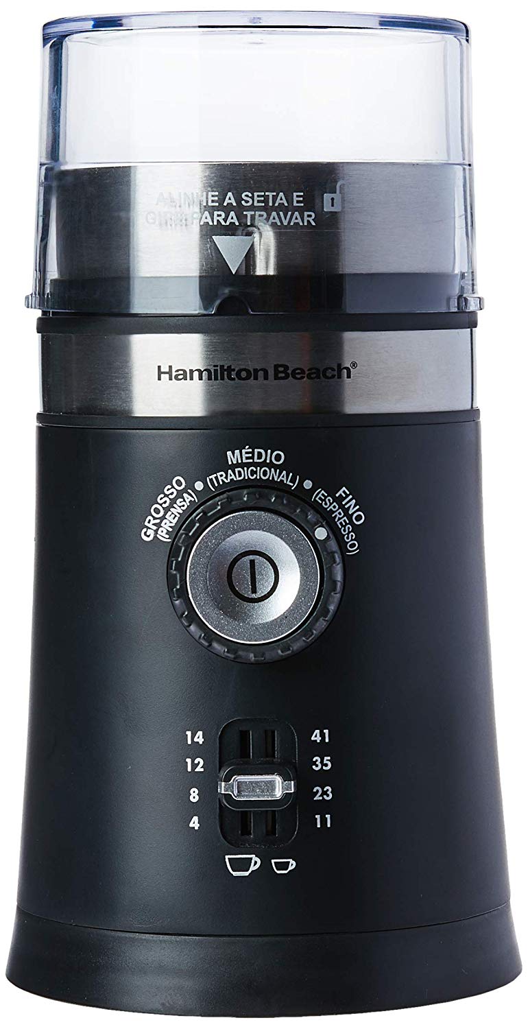Miniatura Moedor de Grãos Inox Hamilton Beach Preto 220V Elétrico - Grãos - Moedor elétrico - Café - Hamilton beach - 80393-bz220 - 220 v