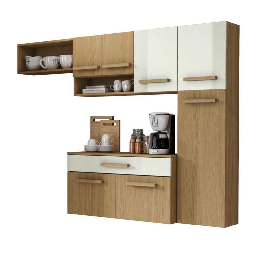 Miniatura Cozinha Suspensa C/Balcão Ruby 7 Portas 1 Gaveta Off White