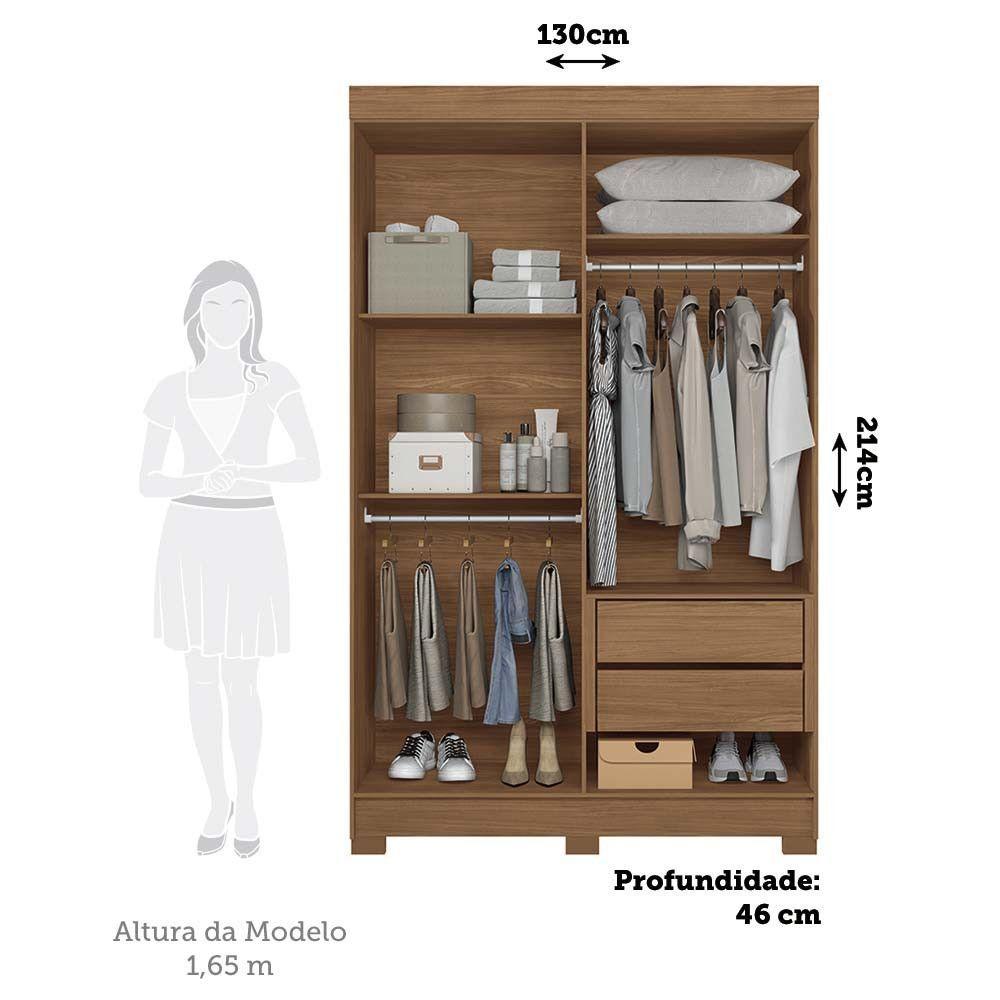 Miniatura Guarda-roupa Casal 130cm 4 Portas 2 Gavetas Com Espelho Homero Estilo Mm Jatoba/grafitte