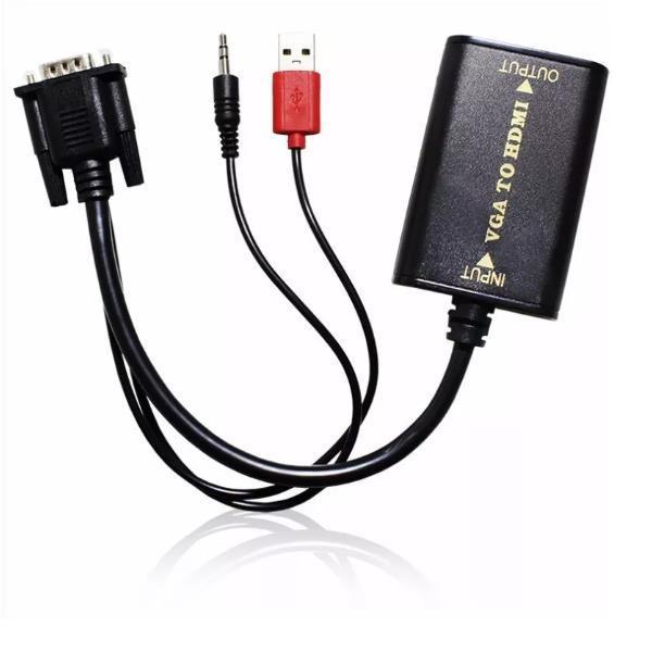 Miniatura Adaptador Vga Para Hdmi Com Audio P2 Cabo Conversor