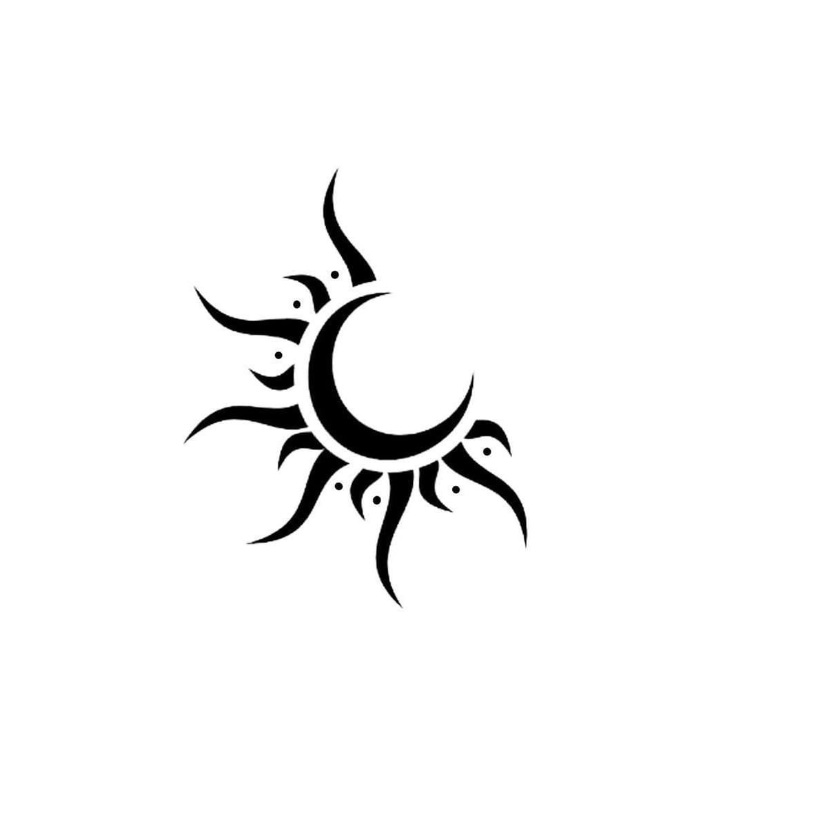 Miniatura Tatuagem Temporária Sol Lua Tribal Modelo