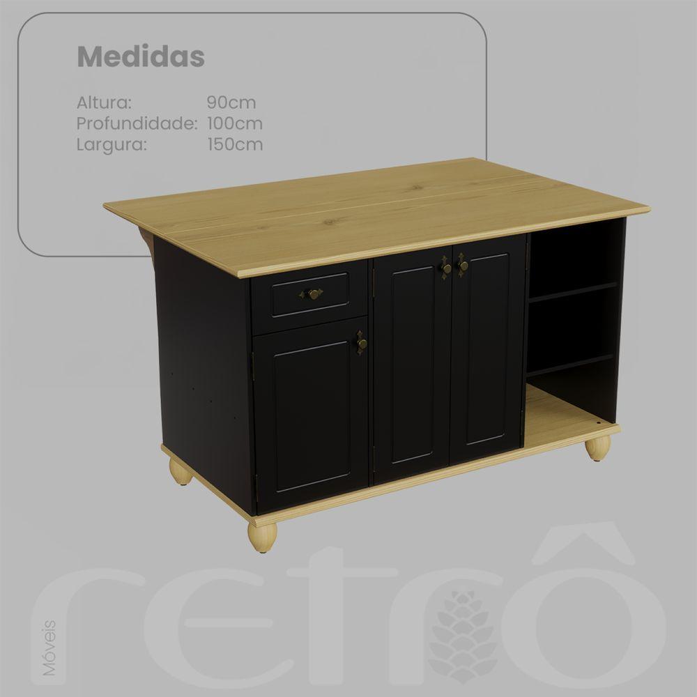 Ilha + Tampo Retrô Preto /marfim