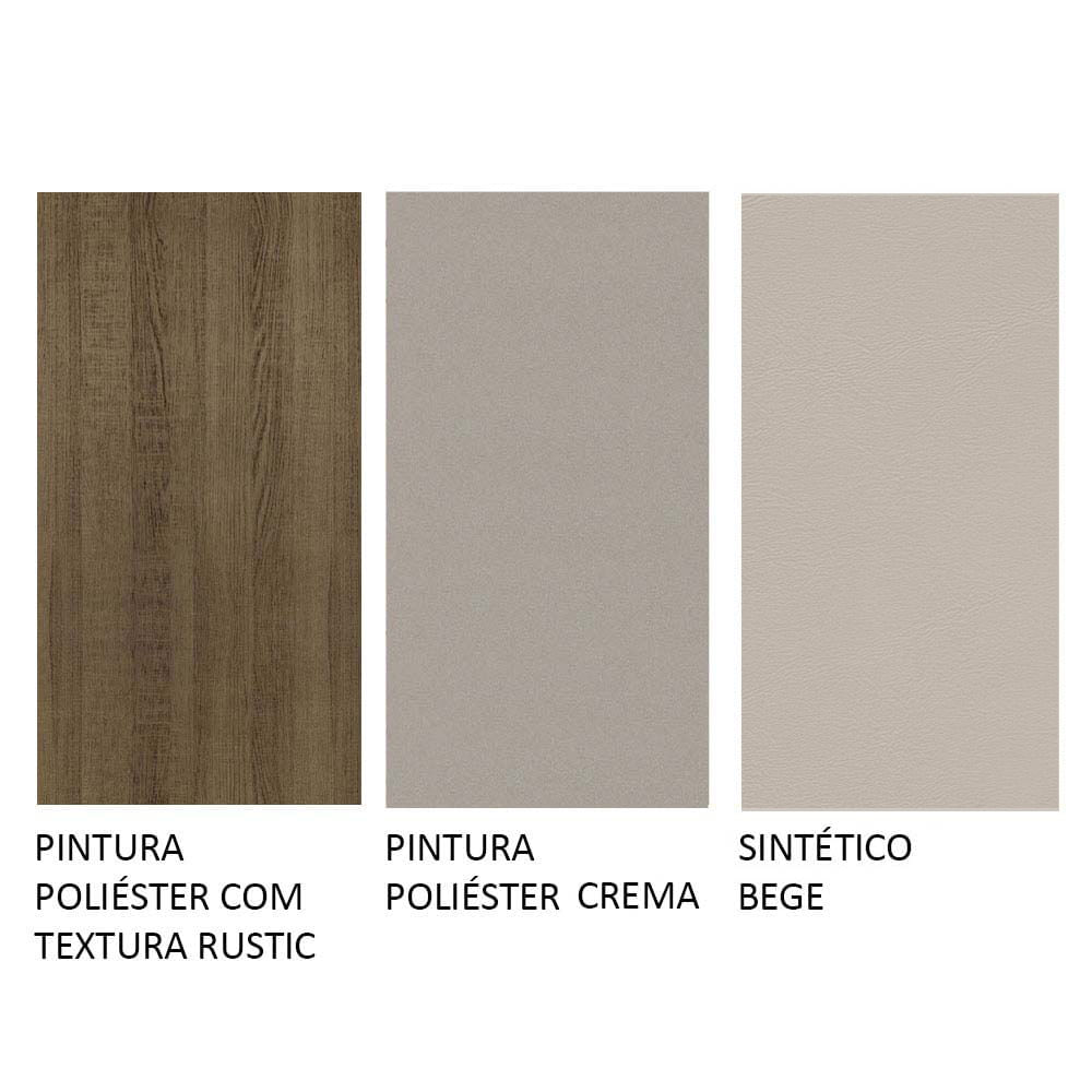 Miniatura Conjunto Sala de Jantar Mesa Tampo de Vidro 4 Cadeiras Rustic/Crema/Bege Tifani Madesa Cor:Rustic/Crema/Sintético Bege