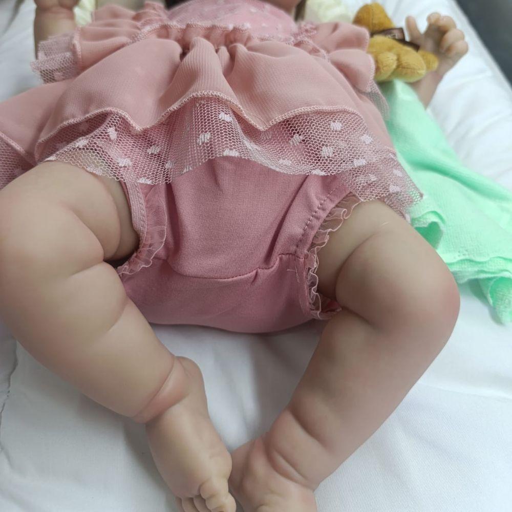 Miniatura Bebê Reborn Menina Olhos Abertos Artesanal Corpo De Pano Macio Antialérgico