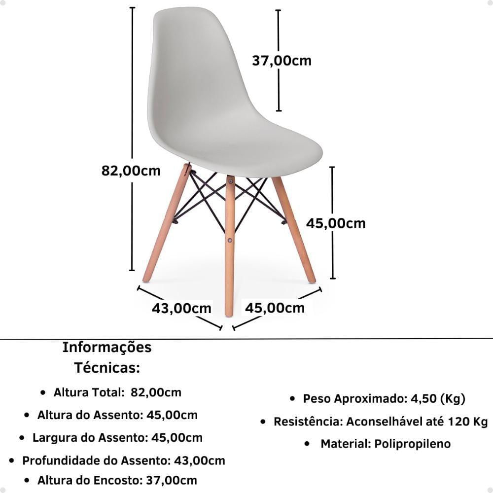 Miniatura Conjunto Mesa De Jantar Redonda Luana Amadeirada Natural 120cm Com 4 Cadeiras Eames Eiffel - Cinza