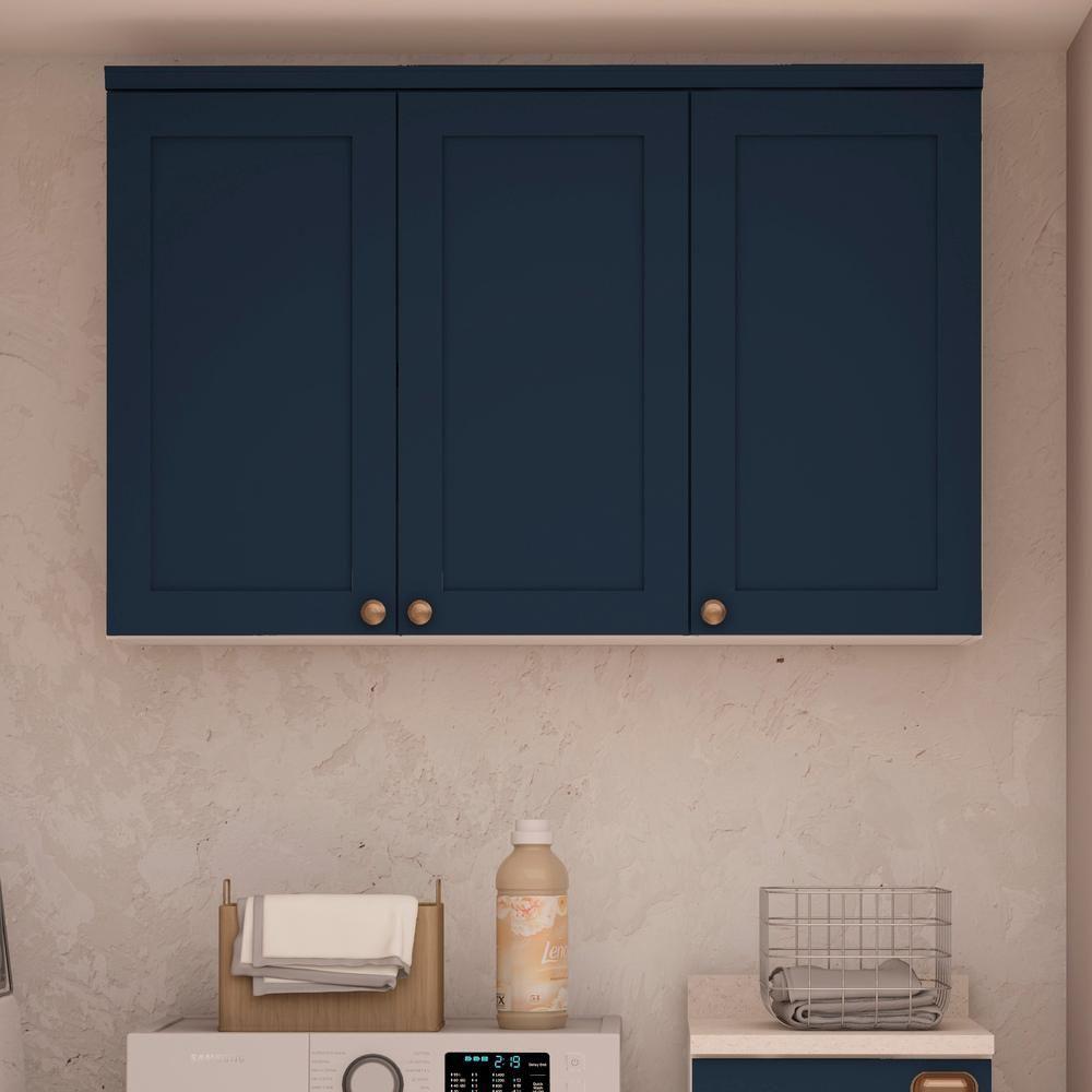 Miniatura Cozinha Modulada 4 Pecas 100% Mdf Branco/Azul Genialflex
