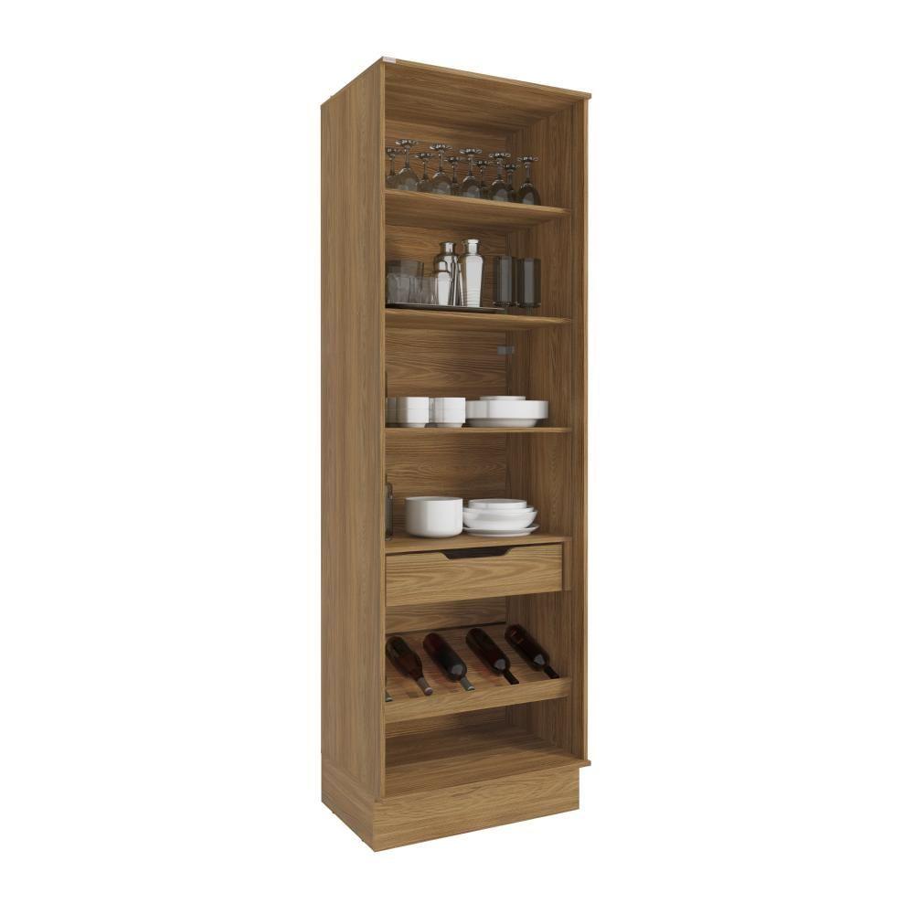 Miniatura Cristaleira Celeste Kappesberg 100% Mdf 2 Portas 1 Gaveta Nogueira 72cm