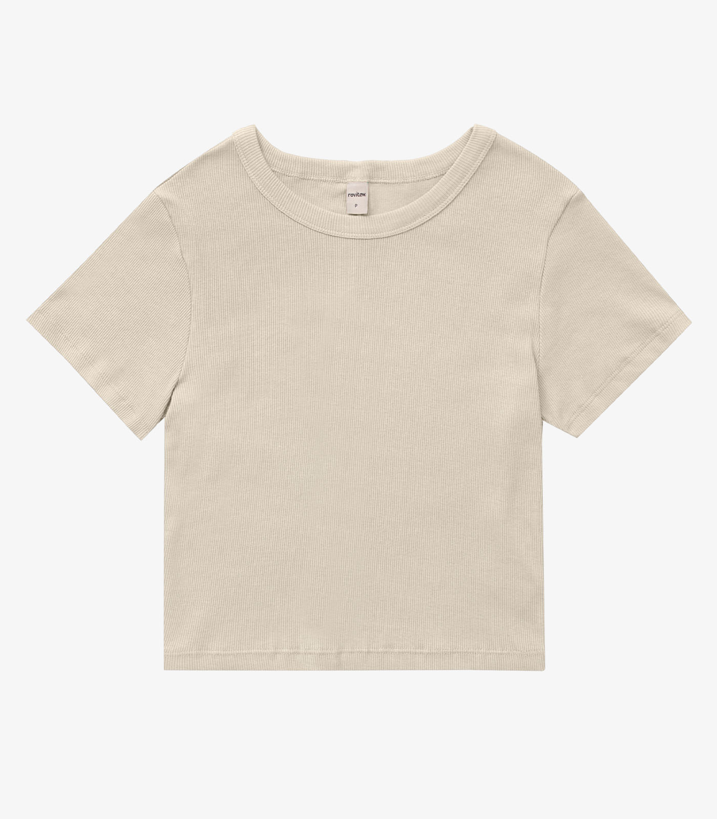Miniatura Blusa Cropped Ribana Básica Rovitex Bege G
