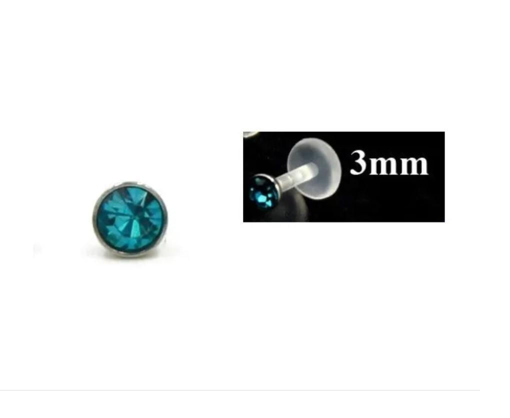 Miniatura Piercing De Helix Tragus Labrete Siliconte Ponte Luz Verde