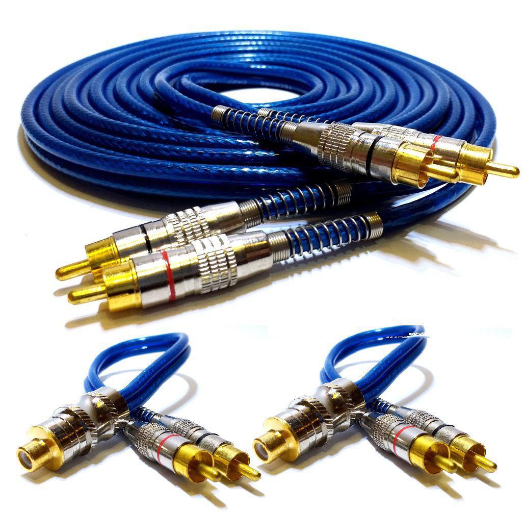Miniatura Kit Cabo Rca Blindado 5 Metros E 2 Y 2M/1F Para Amplificador