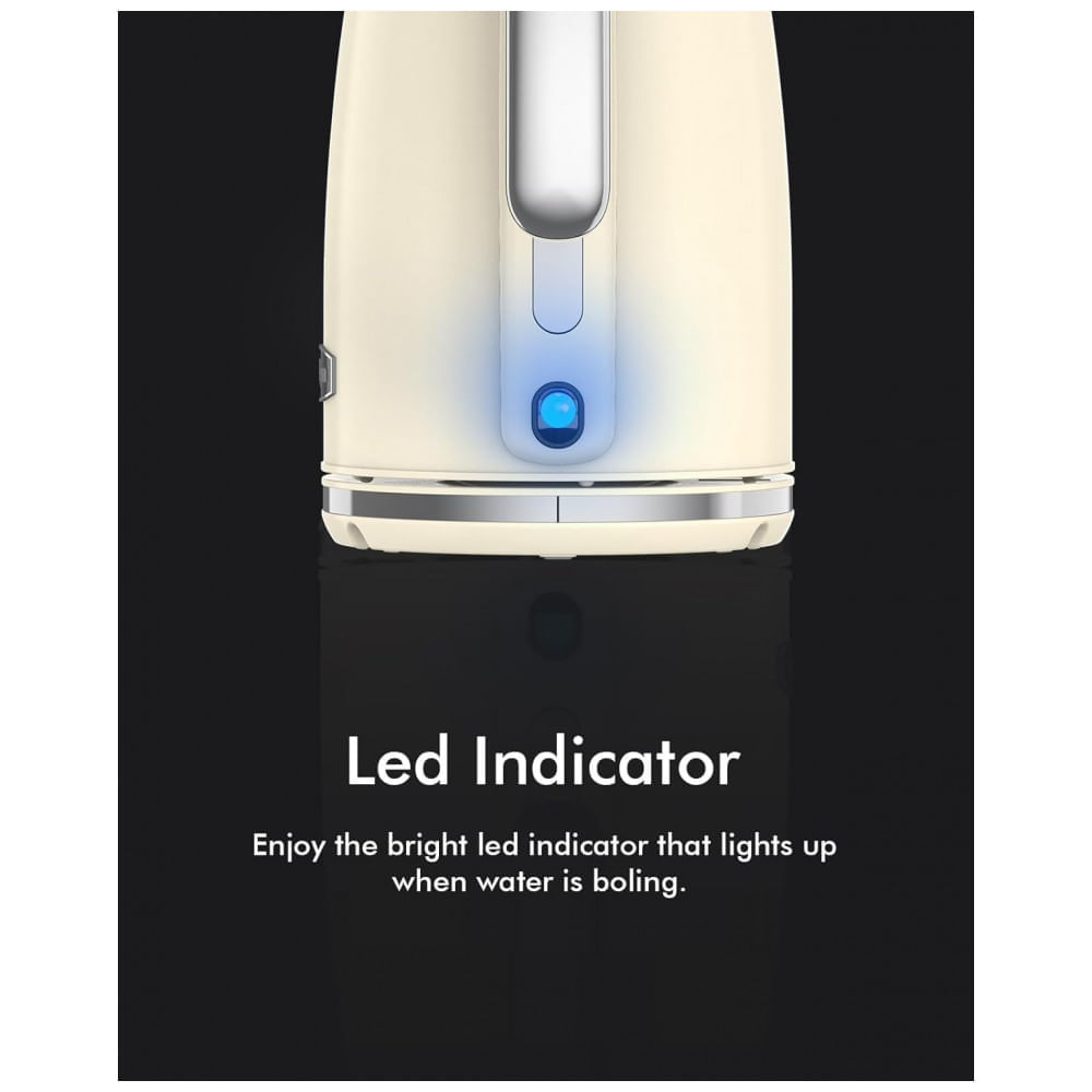 Miniatura Chaleira Elétrica Retrô 1,7L em Aço Inoxidável com Desligamento Automático e Proteção Contra Fervura, 110V 1500W, Longde...