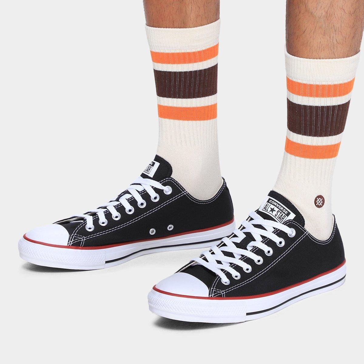 Miniatura Tênis Converse Chuck Taylor All Star Cano Baixo Preto+Vermelho - 33