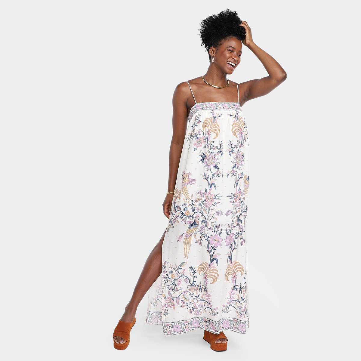 Miniatura Vestido Farm Cropped Delicadeza Boho Bege - G