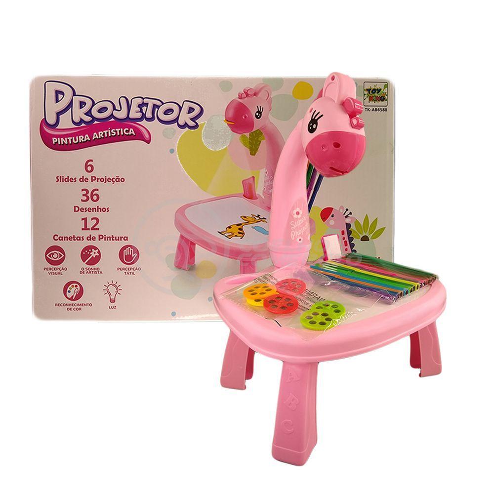 Projetor Para Desenho Infantil Mesa Pintura Girafa Rosa