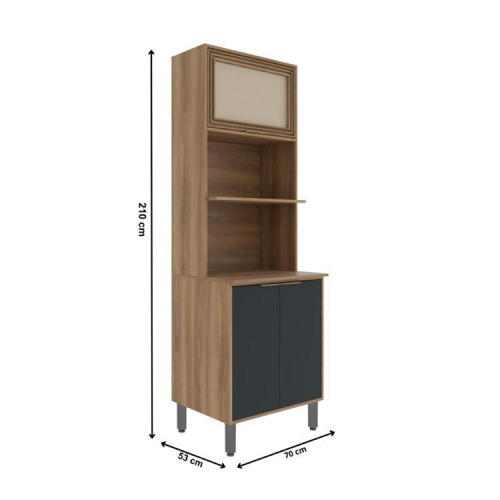 Miniatura Conjunto de Cozinha Modulada 4 Peças 11 Portas 1 Gaveta Thalita Moveis Sul Nogal Manchester/Preto