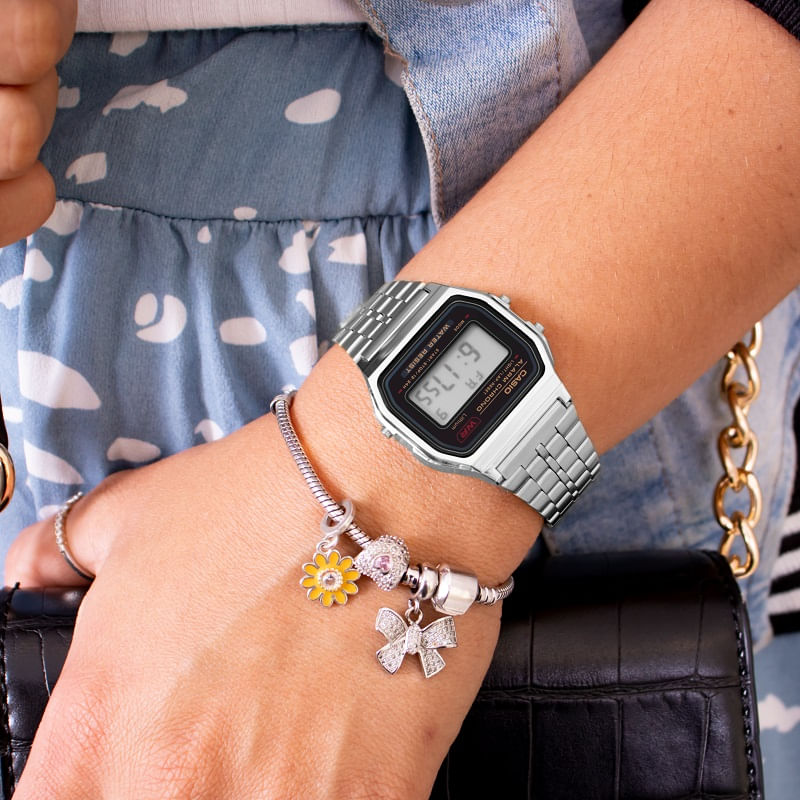 Miniatura Relógio de Pulso Unissex Prata Casio Vintage Digital A159WA-N1DF