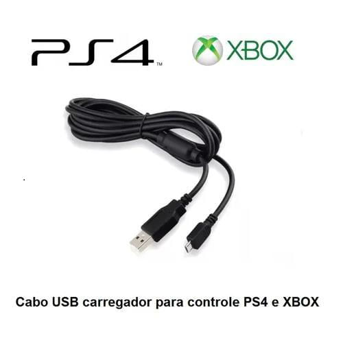 Miniatura Cabo Carregador Controle Ps4 Xbox One Com Filtro Usb V8 2M