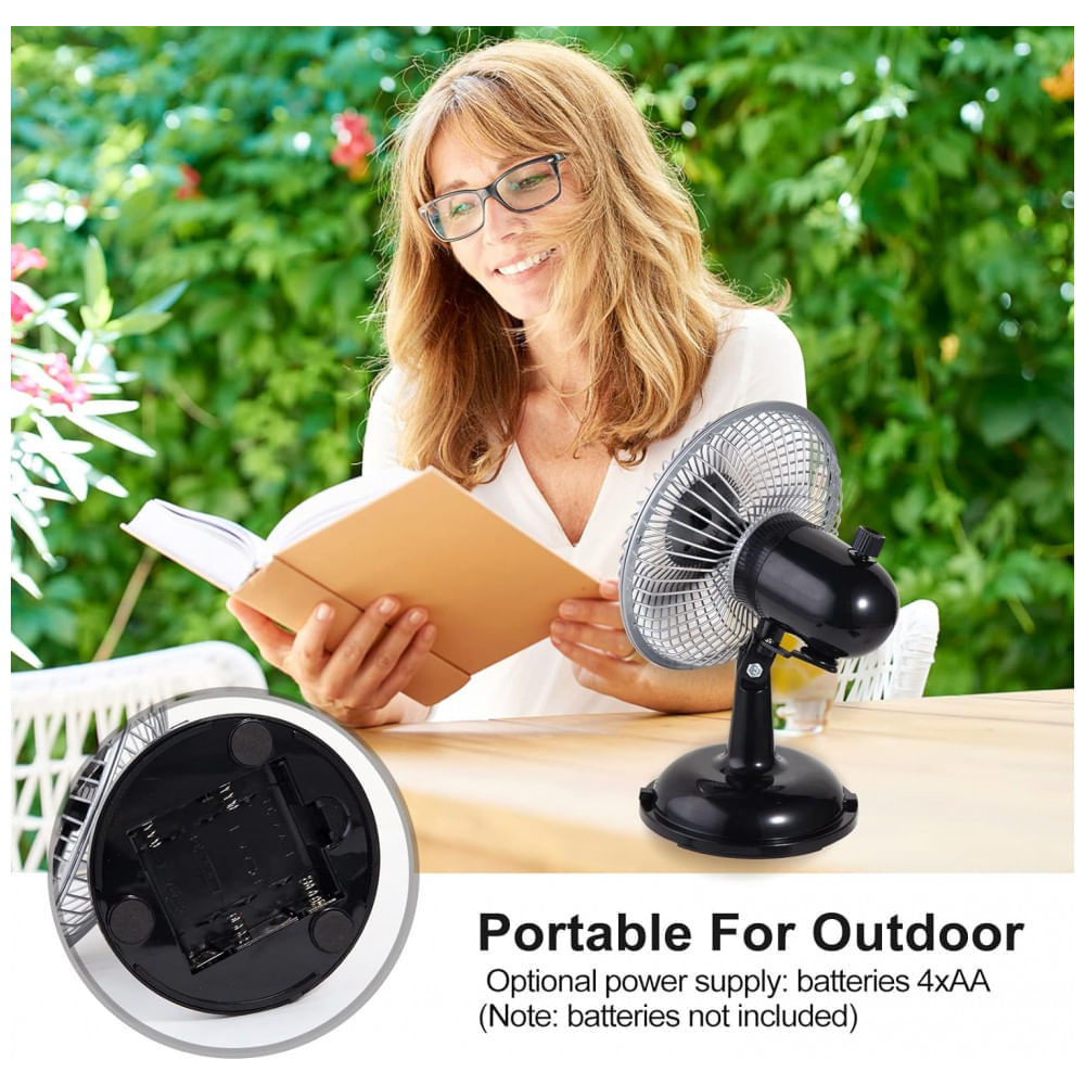 Miniatura Ventilador de Mesa Portátil Retro USB com 2 Velocidades Avoeco, Preto