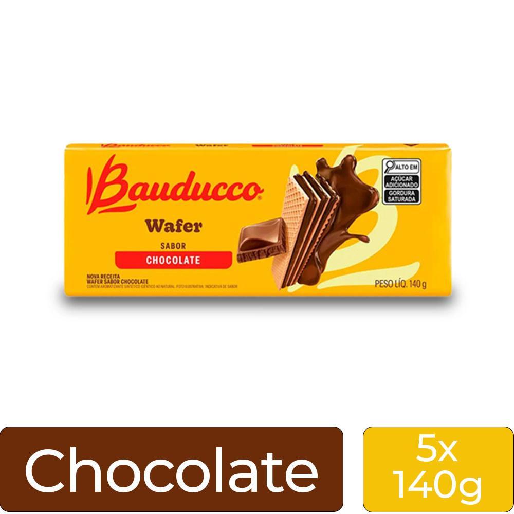 Miniatura Biscoito Wafer Bauducco Chocolate Kit 5 Pacotes De 140G