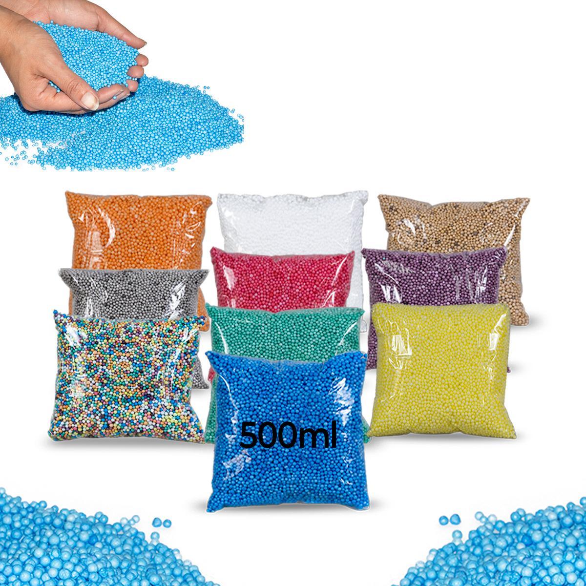 2 Isopor(Pérola)Bolinha Slime Puff Artesanato Colorido 500Ml