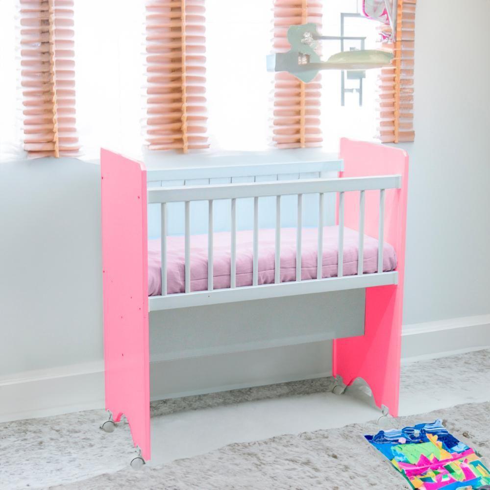 Mini Berço Portátil Moisés Varias Cores Com Colchão E Rodinhas Com Trava - Branco/rosa Branco/rosa
