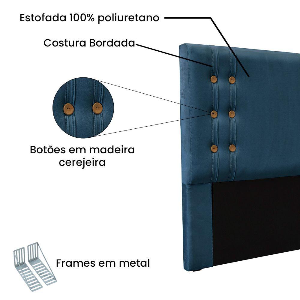 Miniatura Cabeceira Cama Box Casal 140 Cm Gênova Veludo Azul Marinho S04 - D'rossi