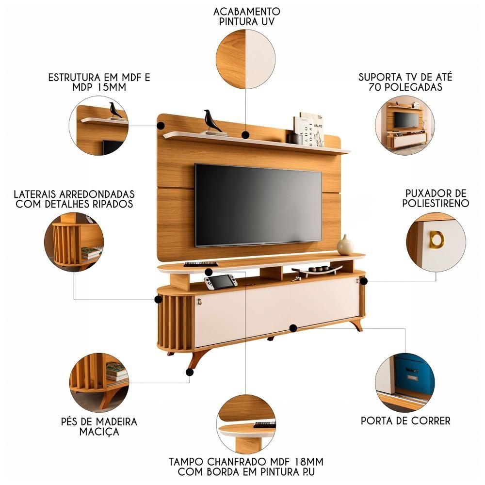 Miniatura Painel De Tv 70 Pol Hera E Bancada Elva H01 Off-cinamomo - Mpozenato