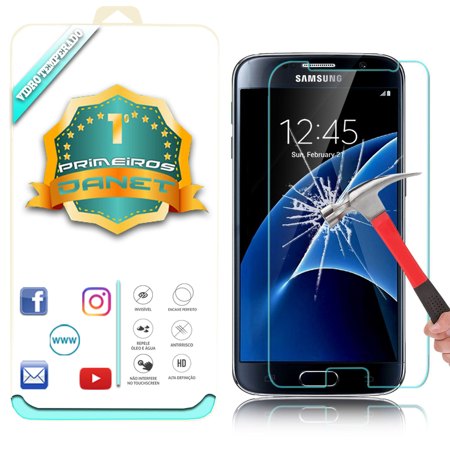 Miniatura Kit Capa Transparente Galaxy S7 ou S7 Flat + Película Vidro