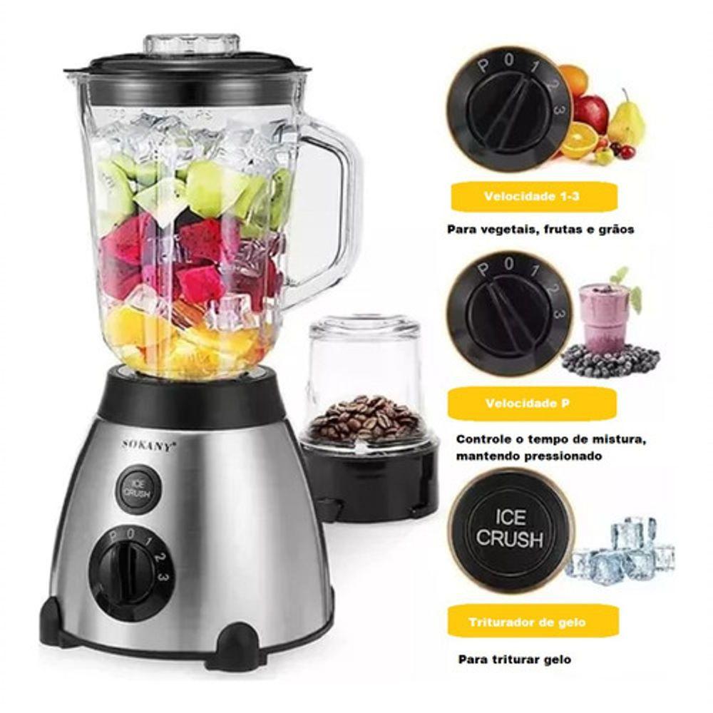 Miniatura Liquidificador Potente 1000w Vidro 1500ml + Triturador De Alimentos Voltagem:220v