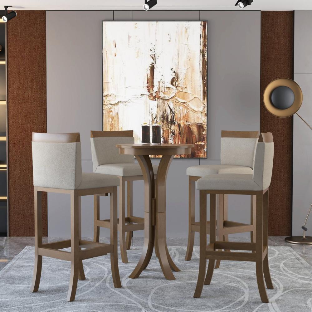 Miniatura Conjunto 3 Banquetas Alta em Madeira Maciça Paris CCS Interiores Pinhão