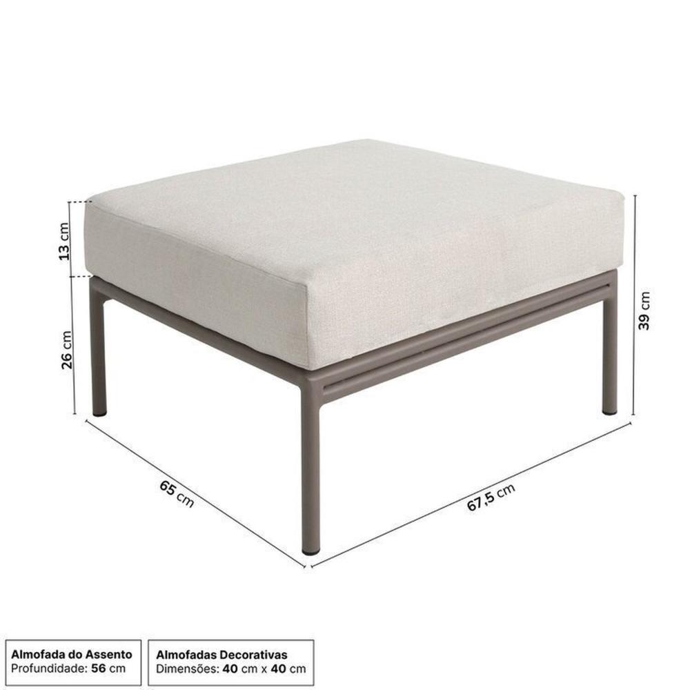Miniatura Conjunto Jardim e Varanda 1 Chaise Direita 1 Chaise Esquerda 1 Puff Cabecasa madeiramadeira Champanhe/Quaker areia