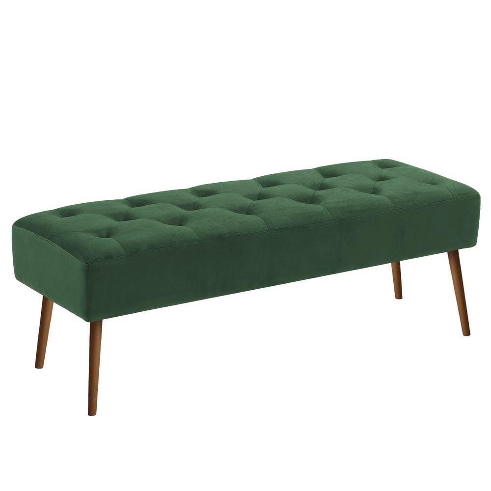 Miniatura Banco Estofado Rubi 1,60m Veludo Verde - Clique Decorações