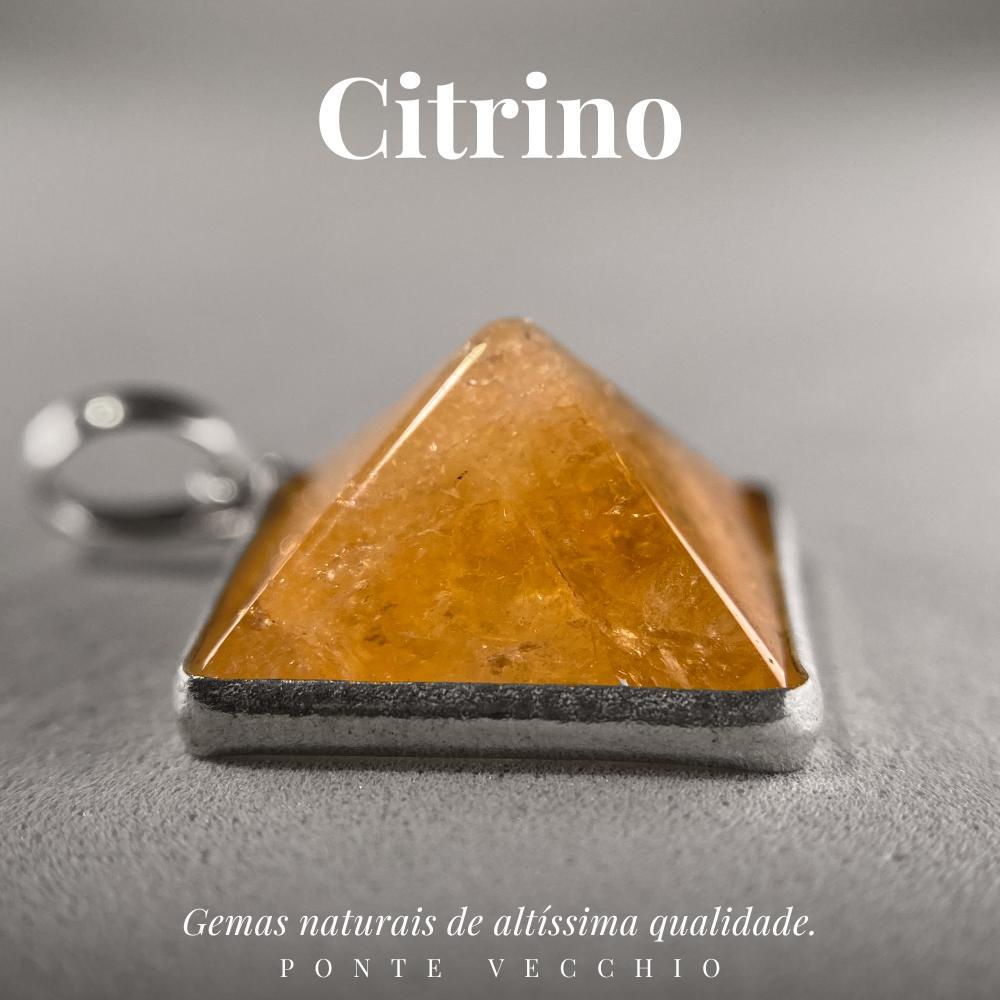 Miniatura Pingente Prata 925 Citrino Pirâmide Natural E Verdadeiro