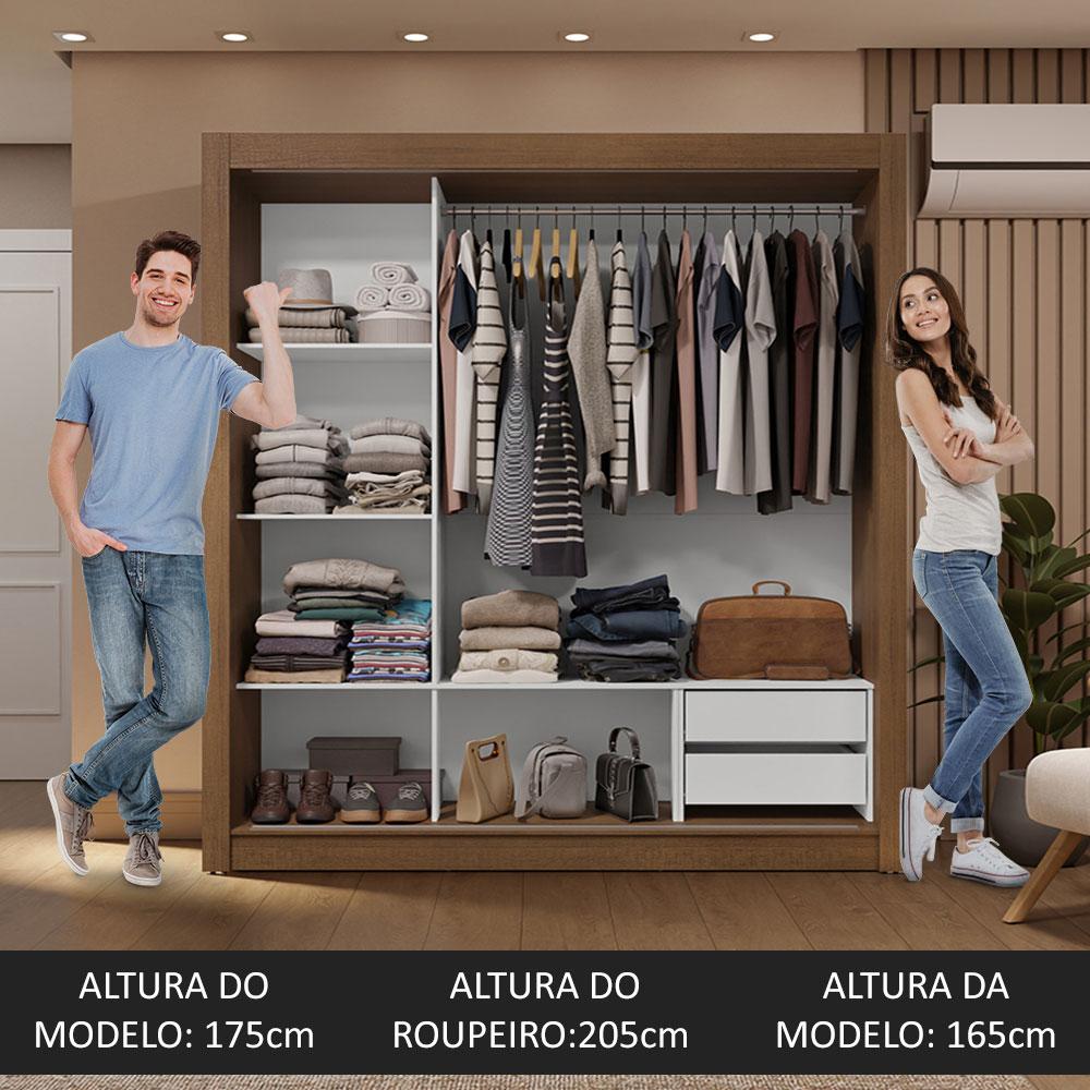 Miniatura Guarda-Roupa Casal 3 Portas de Correr Rustic/Preto Sublime Madesa Rustic/Preto